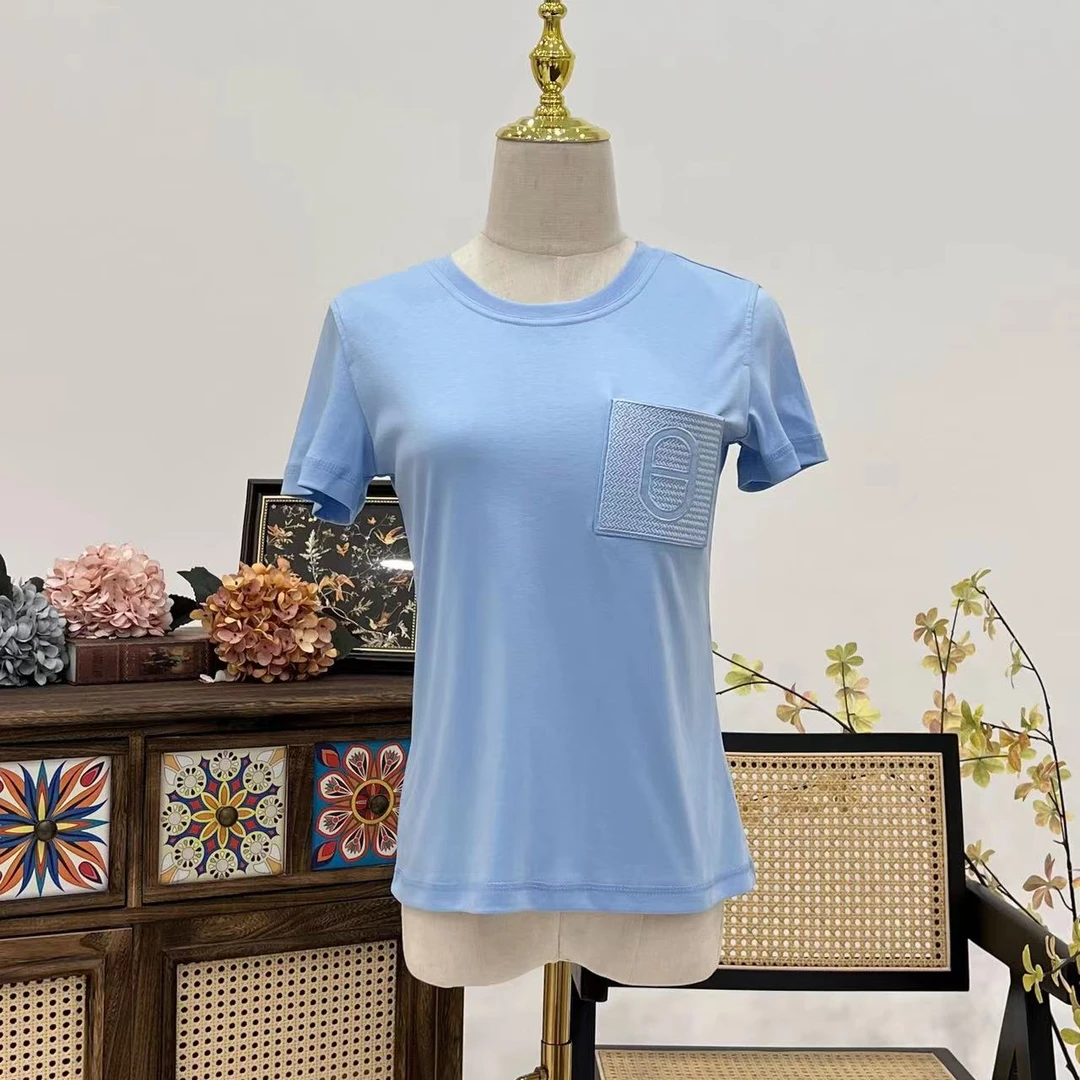 【晨老板】~ceilina 时尚圆领休闲刺绣T恤69234028