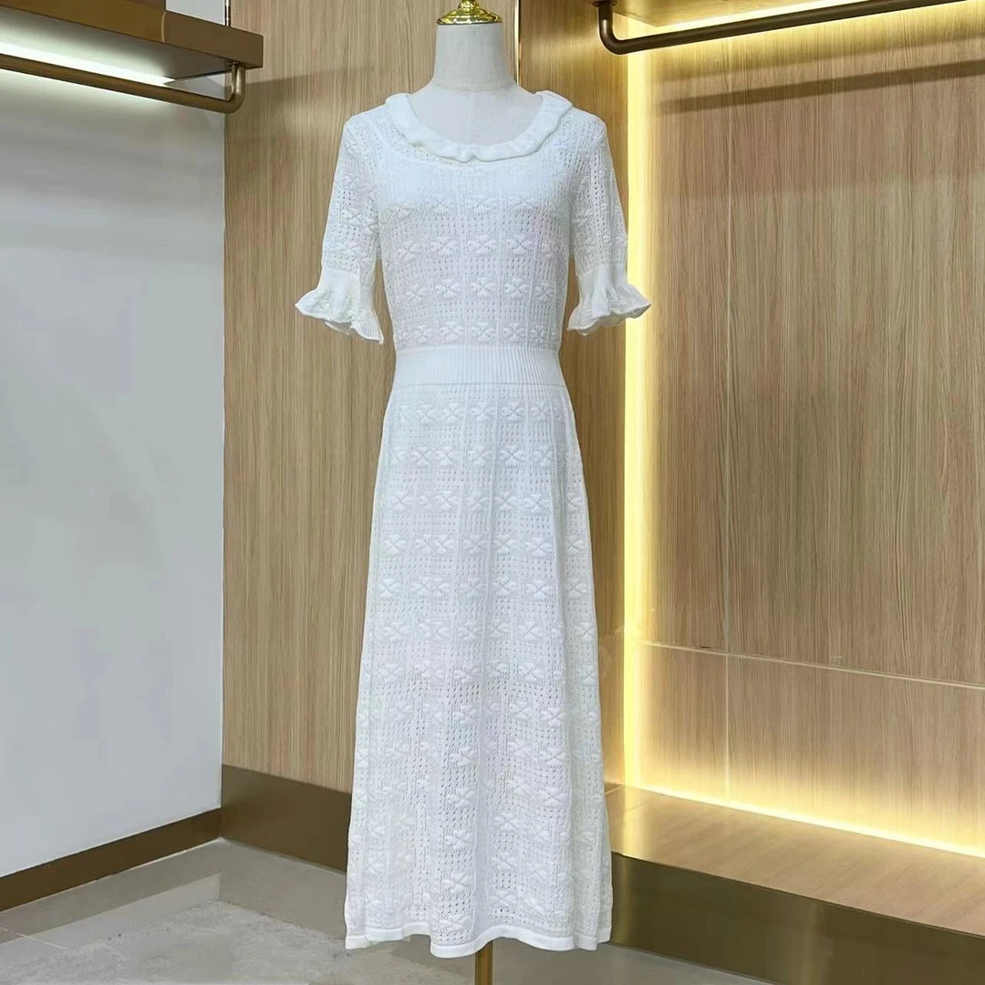 【晨老板】~ceilina【秀场风云】时尚气质花边夏季针织连衣裙69231029