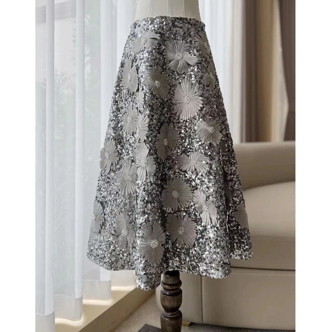 【晨老板】~ceilina【奢华女王】时尚刺绣钉珠半身裙69236018