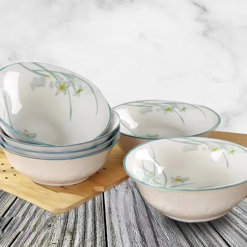 7英寸水仙花面碗6个/破损瑕疵先联系客服退换/由餐饮具商家提供