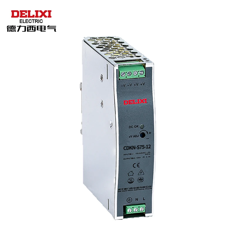 德力西导轨开关电源24v窄面轨道式CDKN-S 12V 75/120W5A10A电流