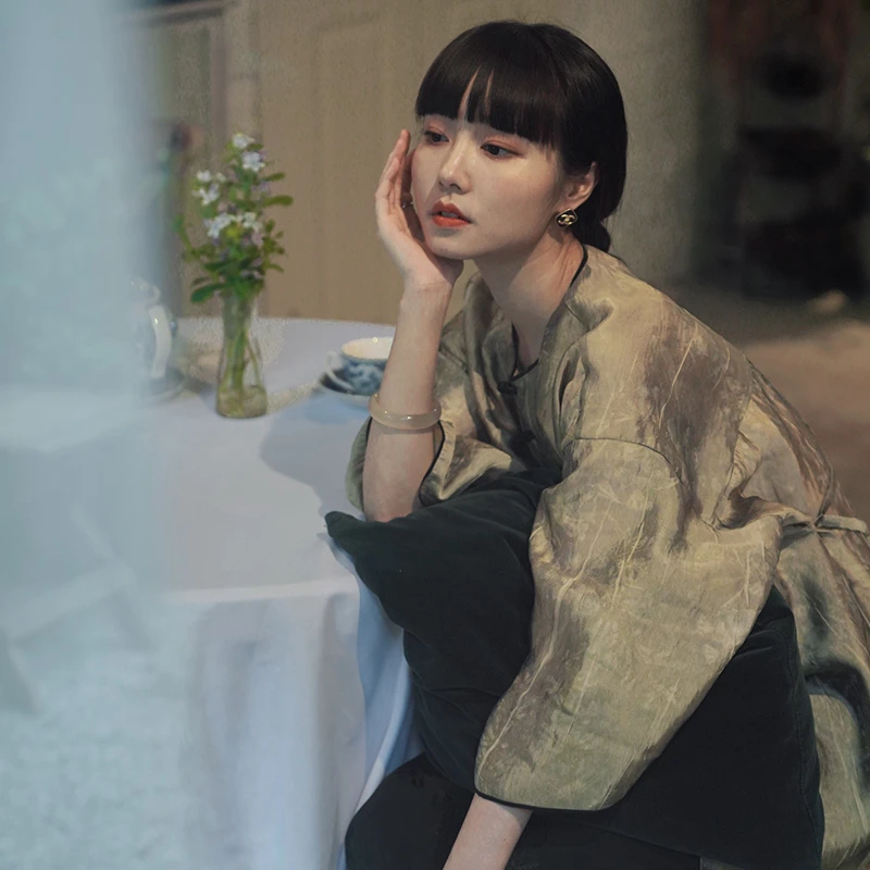 新中式女装衬衫国风夏季新款长袖衬衣轻奢小众设计感圆领气质上衣
