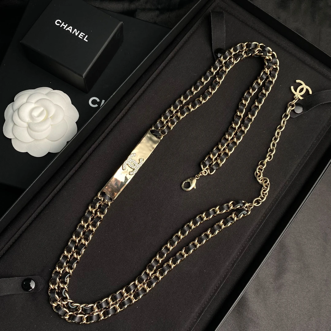 未使用 Chanel/香奈儿 经典双C 金属皮穿链双层 腰链 S5333