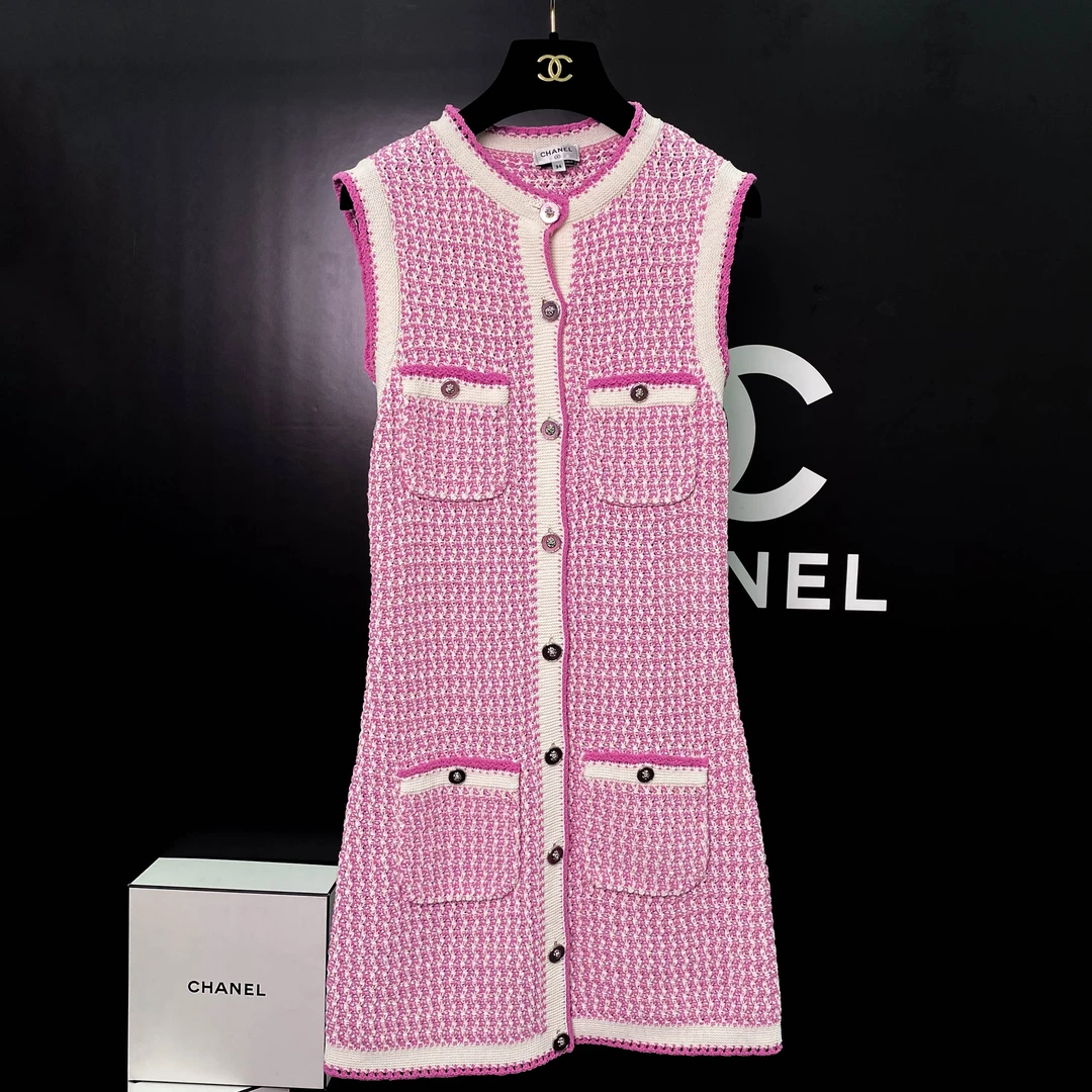 99新 Chanel/香奈儿 22p春夏针织马甲连衣裙D110