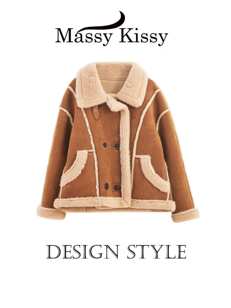 YGH*皮毛一体羊羔毛外套新款高级感加厚机车服-2638