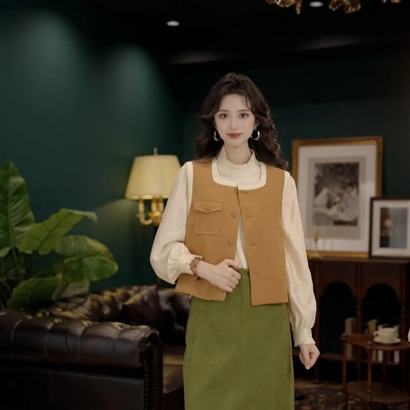 琦琦【浅尝秋风】秋季无袖百搭马甲外套YF0824338