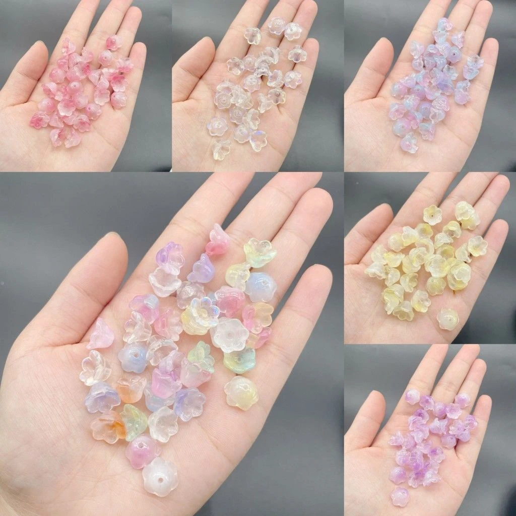 玖阁家琉璃风铃花喇叭花铃兰花吊坠 diy手工古风发簪发饰材料