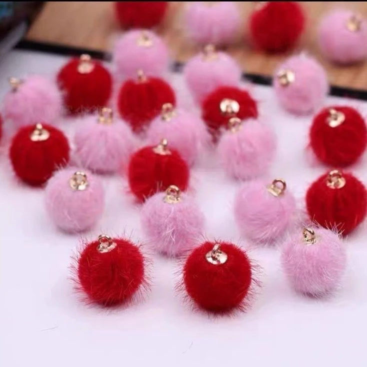 玖阁家装秋冬新款14mm毛绒吊坠diy古风飘带饰品挂件