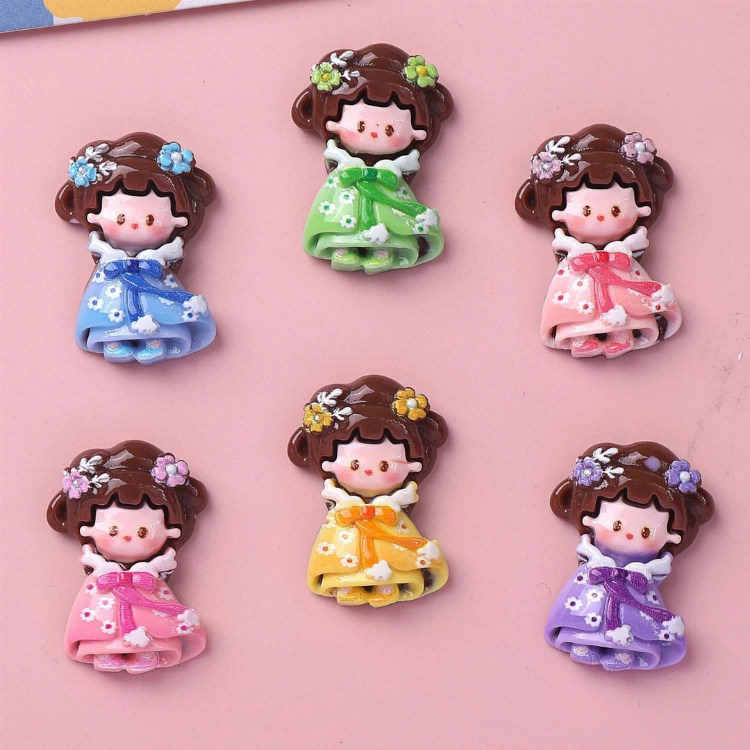 创意古风唐装女孩手工DIY配件树脂奶油胶发夹钥匙扣装饰品