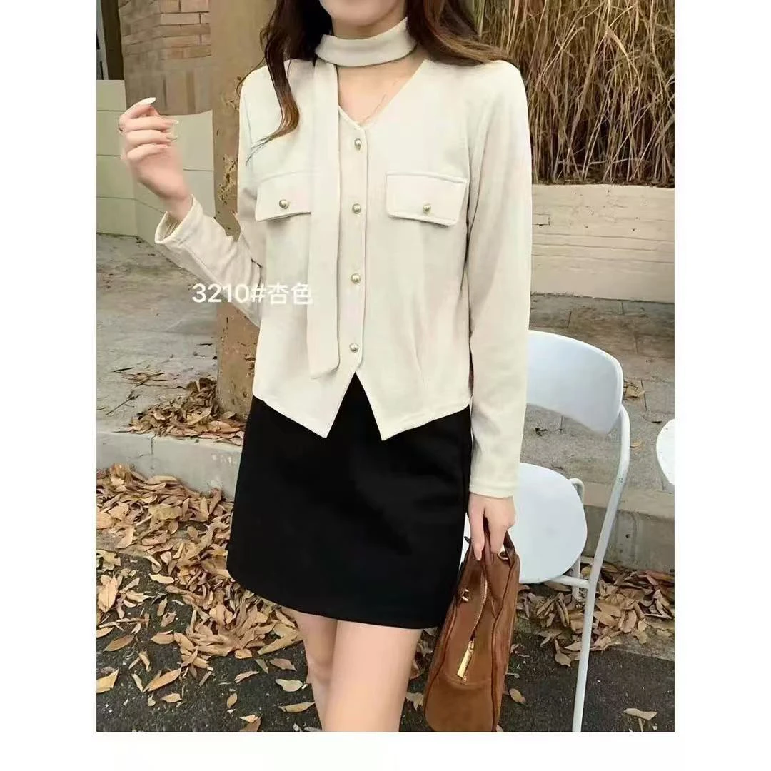 265系带长袖衬衫气质时尚百搭女士上衣