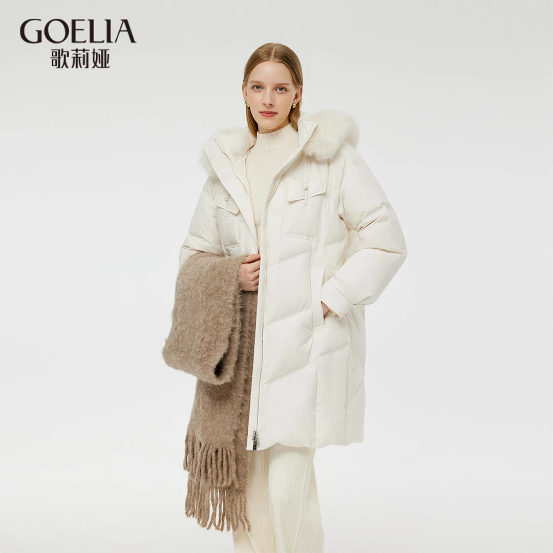 【95白鹅绒】歌莉娅冬新中式可拆帽羽绒服1CCC8C290超保暖长款女款