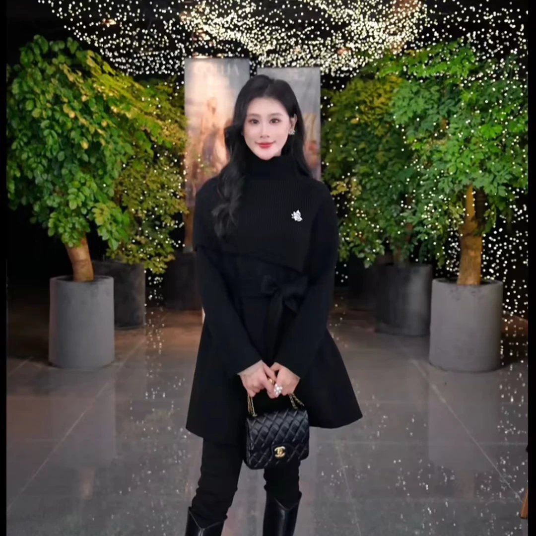 歌莉娅天丝绵羊毛双面毛呢赫本风大衣冬季显瘦百搭1CNR6E3BA