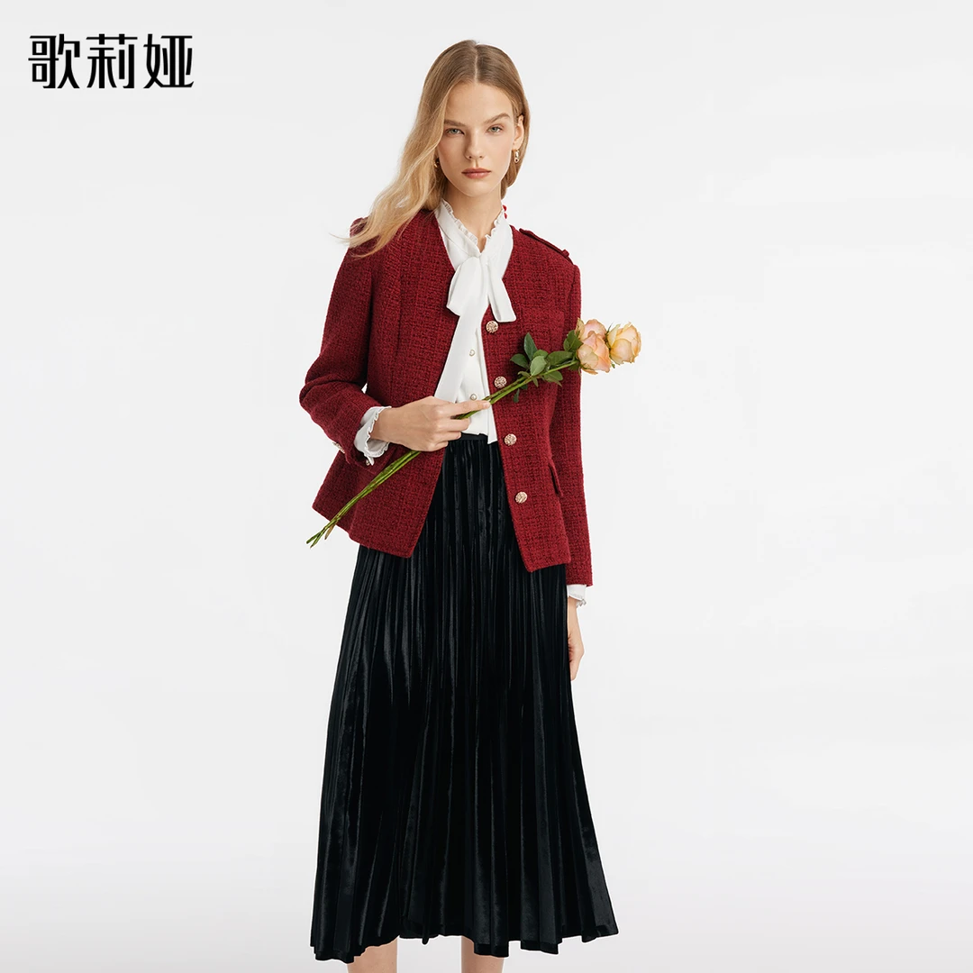 歌莉娅外套复古短款色织小香风上衣女外套通勤时尚1C1R6E110