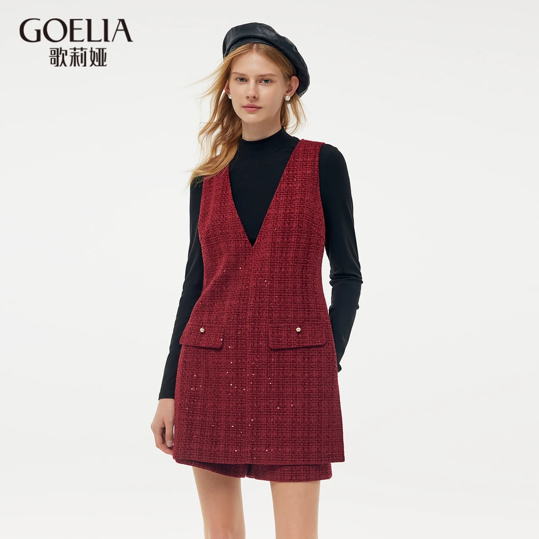 【福利款】歌莉娅小香风套装背心裙+短裤+针织打底衫1E1RAB260