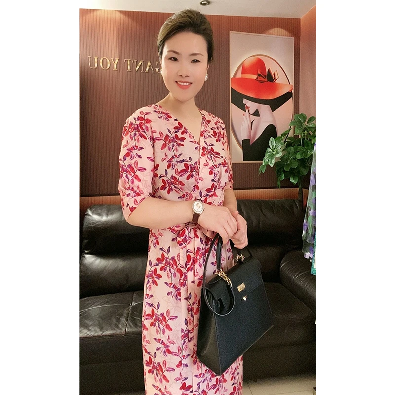 高端气质女装高档大气碎花连衣裙夏天洋气上档次裙子夏高级感长裙