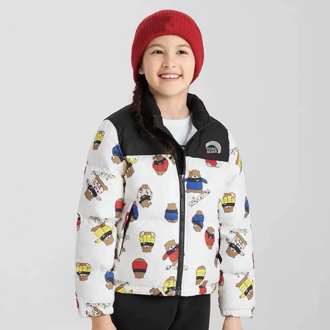 儿童小童羽绒服加厚男女童时尚保暖休闲卡通冬季满印潮流立领