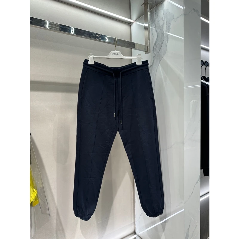 全新未使用Moncler盟可睐 男士小标刺绣蓝色收脚运动裤 8H00010