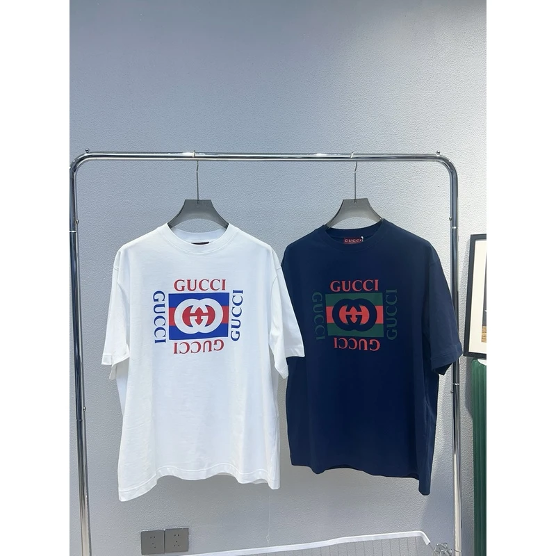 全新未使用Gucci古驰 大字母花纹男女同款宽松短袖T恤 784361