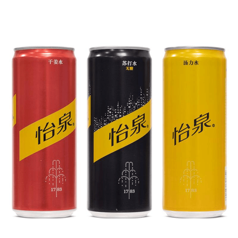 怡泉苏打水汤力水干姜味330ml罐装气泡水含气饮用水饮料整箱24罐