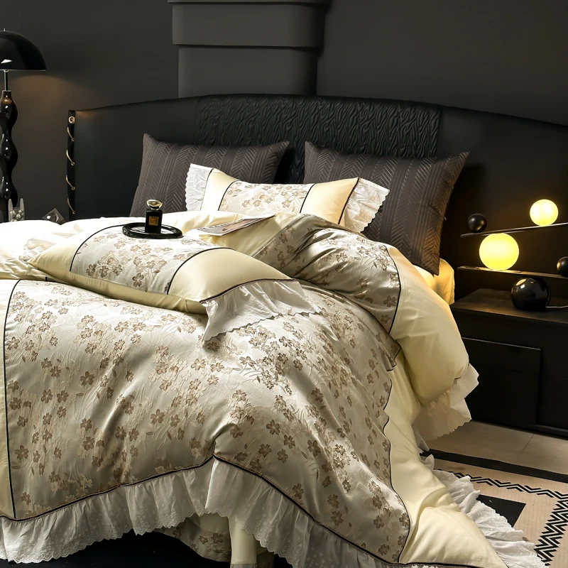 YX 奶糖】轻奢匹马棉色织提花床品四件套设计师款1