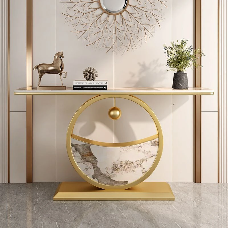 意式极简入户玄关桌子轻奢超窄端景台简约现代艺术别墅岩板玄关台
