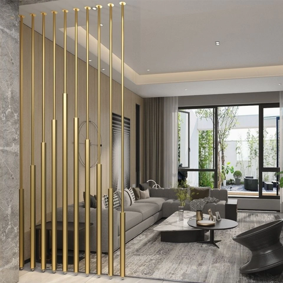 入户隔断屏风客厅玄关金属遮挡办公室六角立柱装饰极简轻奢免打孔