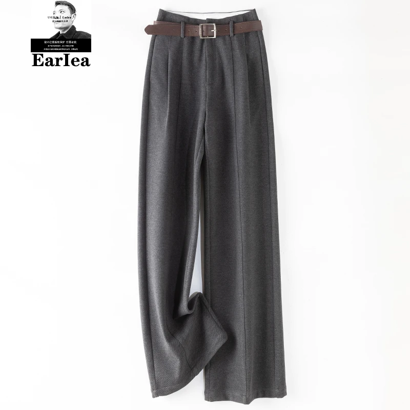 秋冬高腰A字连腰阔腿裤女2024新款百搭爆款休闲女裤修身拖地长裤