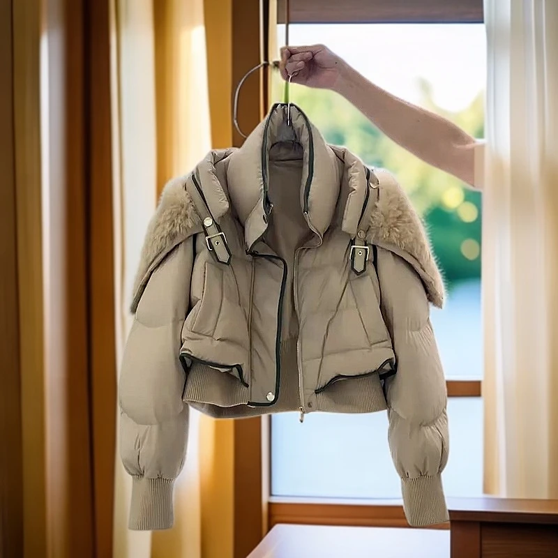 7789高级感好看小香风咖色短款棉衣棉服加厚外套女冬季新款