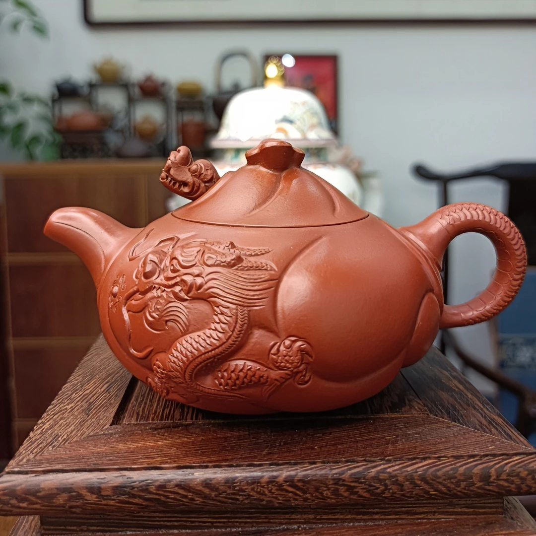陈莉紫砂   陈莉  鱼化龙   朱泥    160CC   紫砂壶家用泡茶茶具