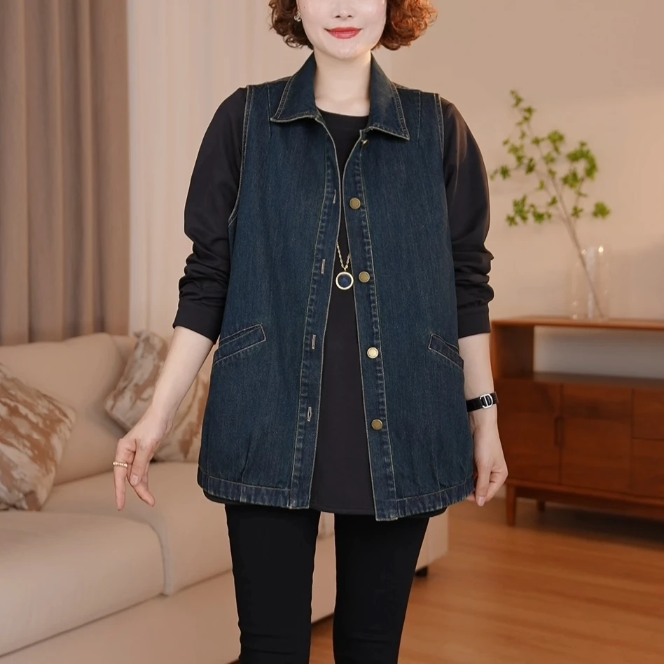 欧洲站牛仔马甲女春秋百搭休闲时尚2025新款背心秋季马夹