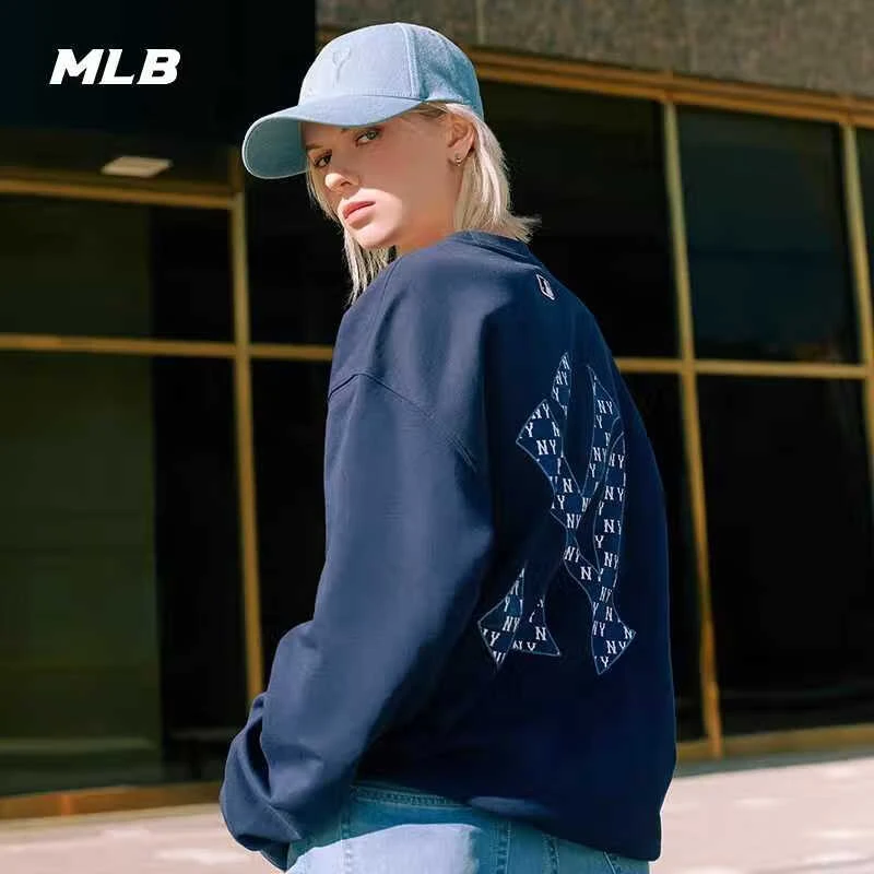 MLB官方情侣圆领套头卫衣老花运动春夏 3AMTM0441