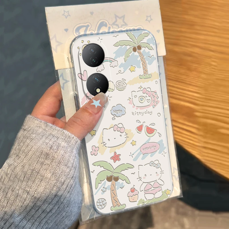 适用vivoy100手机壳y97个性y100i高级创意防摔彩绘女款椰树凯蒂猫