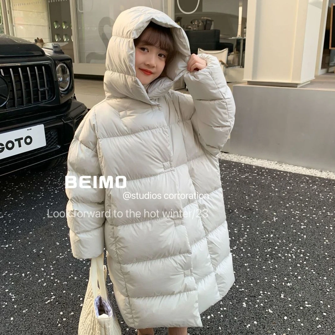 2024秋冬新款儿童羽绒服男女宝宝长款连帽加厚保暖白鸭绒童装外套