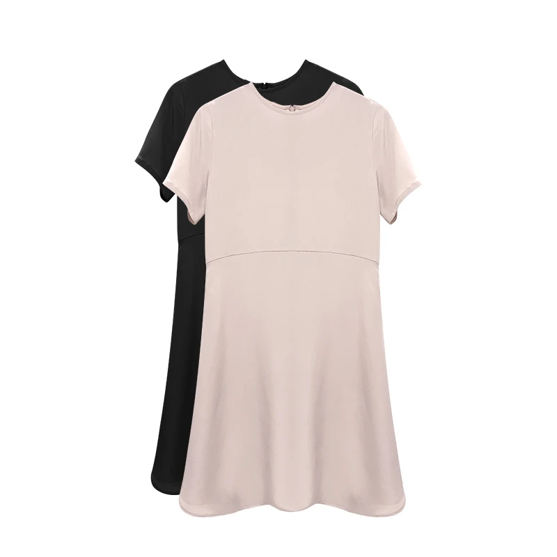 【橙庐】30姆米重绉A字连衣裙101881 气质优雅赫本风连衣裙桑蚕丝