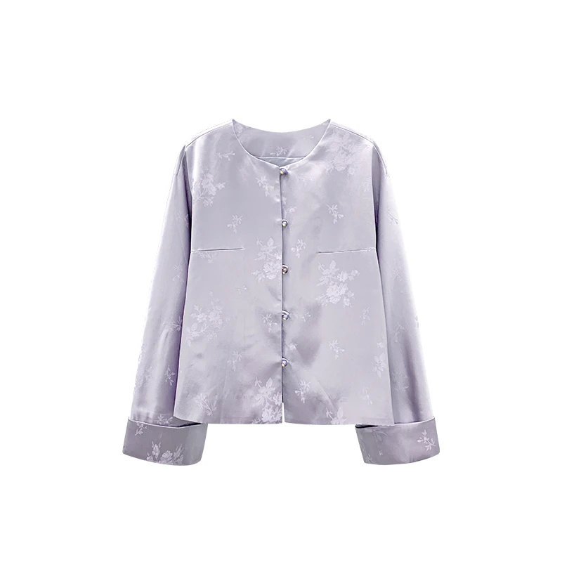 【橙庐】1912新中式高定丁香提花外套 上衣女外套时尚春秋宽松圆领