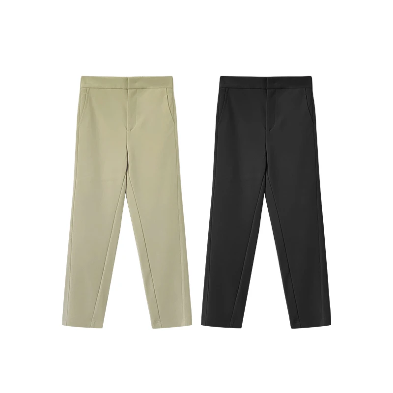 【橙庐】22-62松紧腰高弹茧型西裤 烟管休闲裤舒适直筒时尚百搭女士