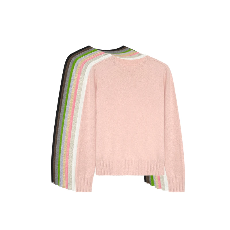 【橙庐】1803花纱圆领无缝一体绵羊毛衫 针织时尚休闲女士宽松百搭