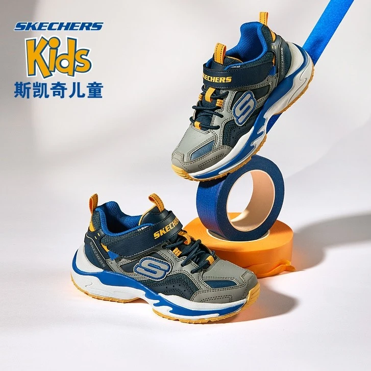 SKECHERS/斯凯奇男大童拼色软底老爹儿童运动鞋休闲跑步鞋403817L