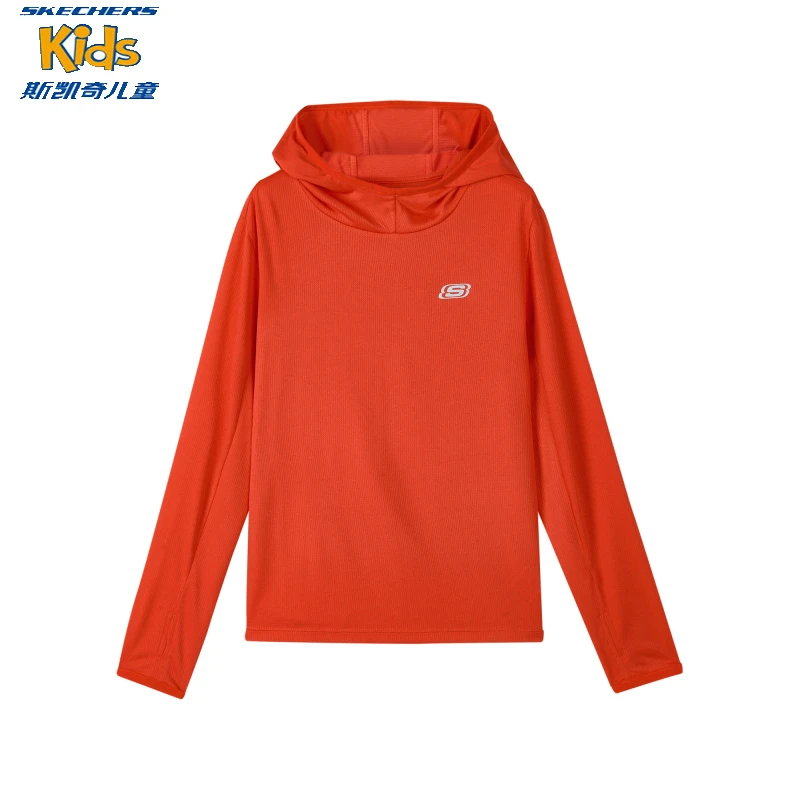 斯凯奇儿童男女童长袖衫T恤春秋季连帽运动休闲上衣P324K006