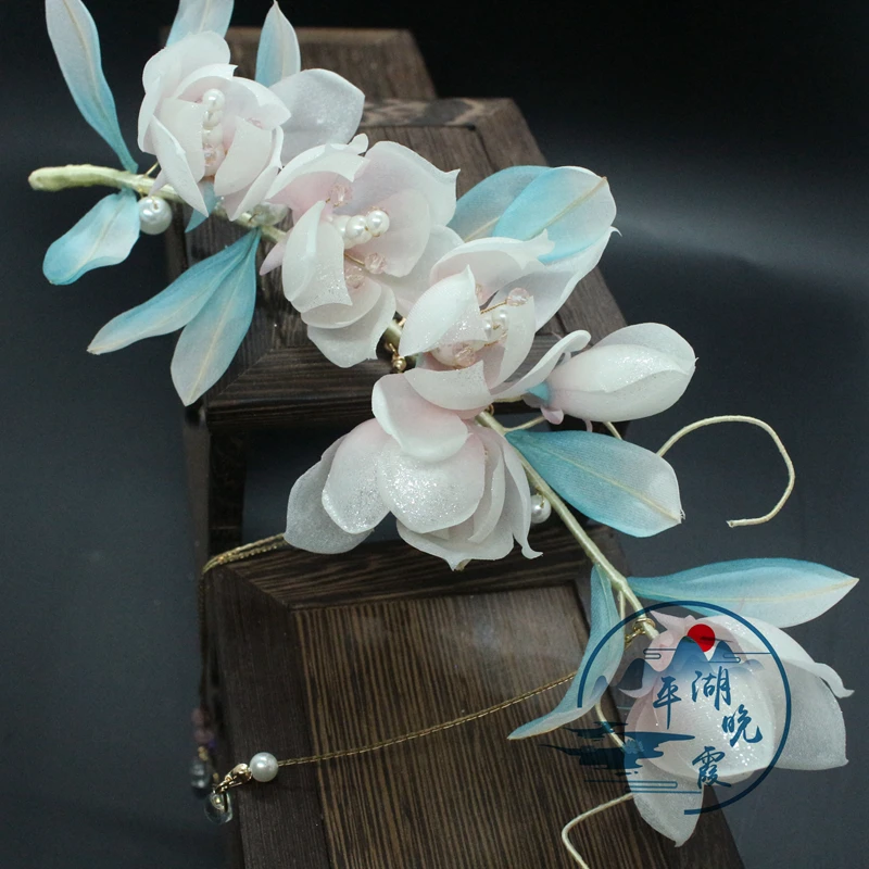平湖晚霞古风饰品 真丝烫花 24节气之春分玉兰 漱玉套系
