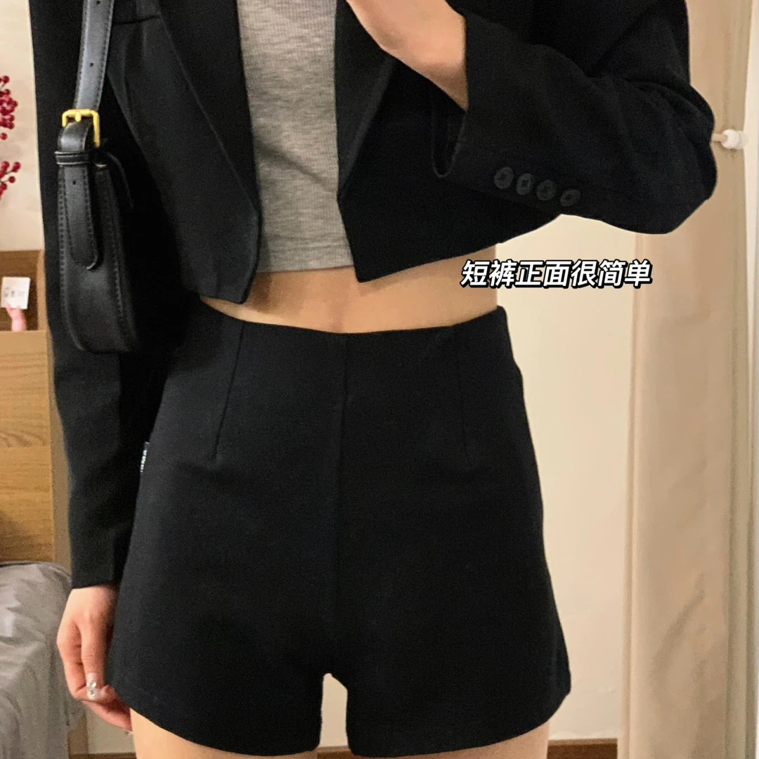 【赵瘦子】「下衣失踪」黑色外穿紧身弹力高腰防走光百搭黑色短裤显瘦