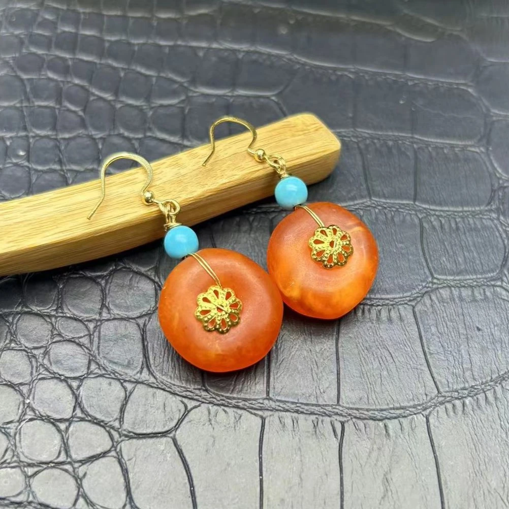 飘花老红蜡柿饼耳勾百搭民族风