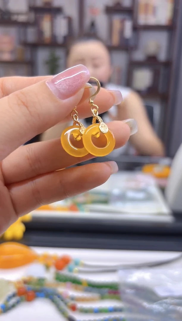 【闪购商品】翡翠耳饰14K金镶嵌耳勾E360