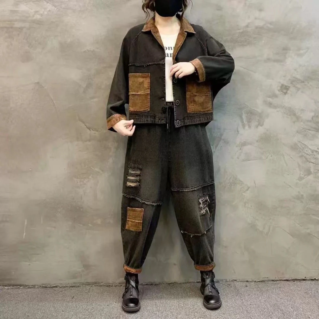 欧货时尚牛仔套装女春秋2024年新款高端潮流洋气休闲两件套秋季潮