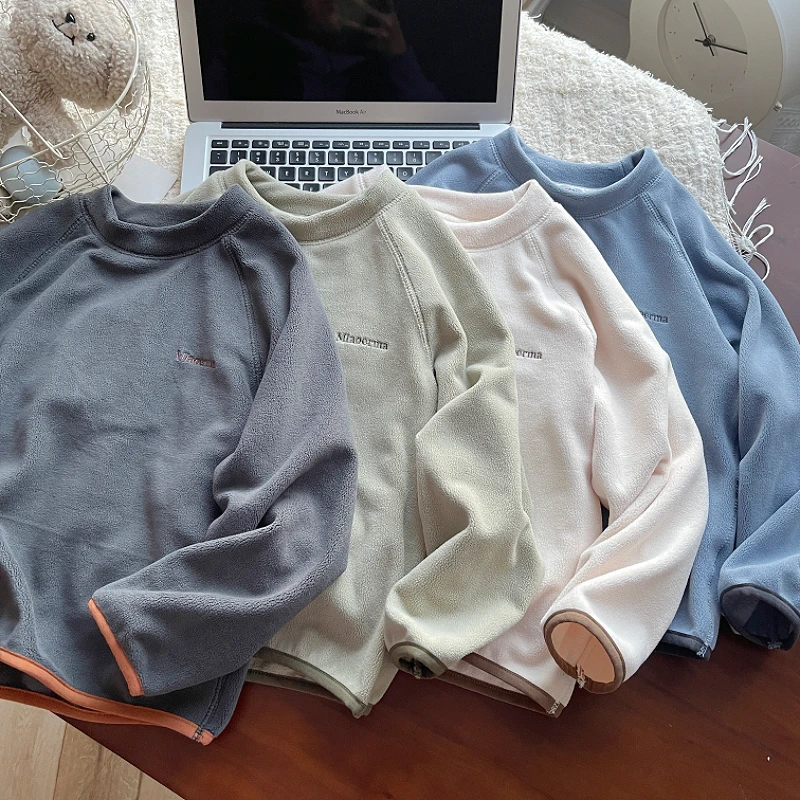 男童双面绒卫衣秋冬款2025新款儿童插肩袖加绒保暖休闲百搭上衣