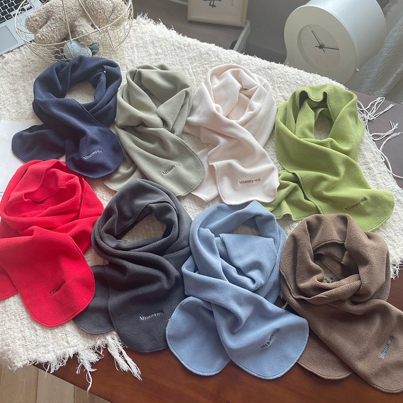 A类 糖果色儿童奥利绒围巾男女童冬季厚实保暖百搭围巾宝宝围巾
