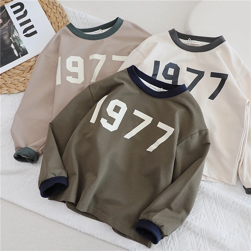 儿童春秋圆领长袖T恤2025男童秋季新款印花休闲上衣韩版打底衫