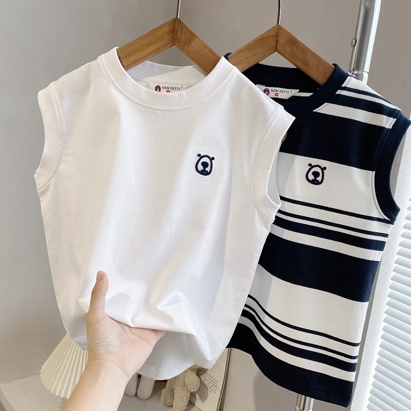 男童无袖背心2025夏季新款儿童薄款弹力无袖上衣宝宝休闲百搭体恤