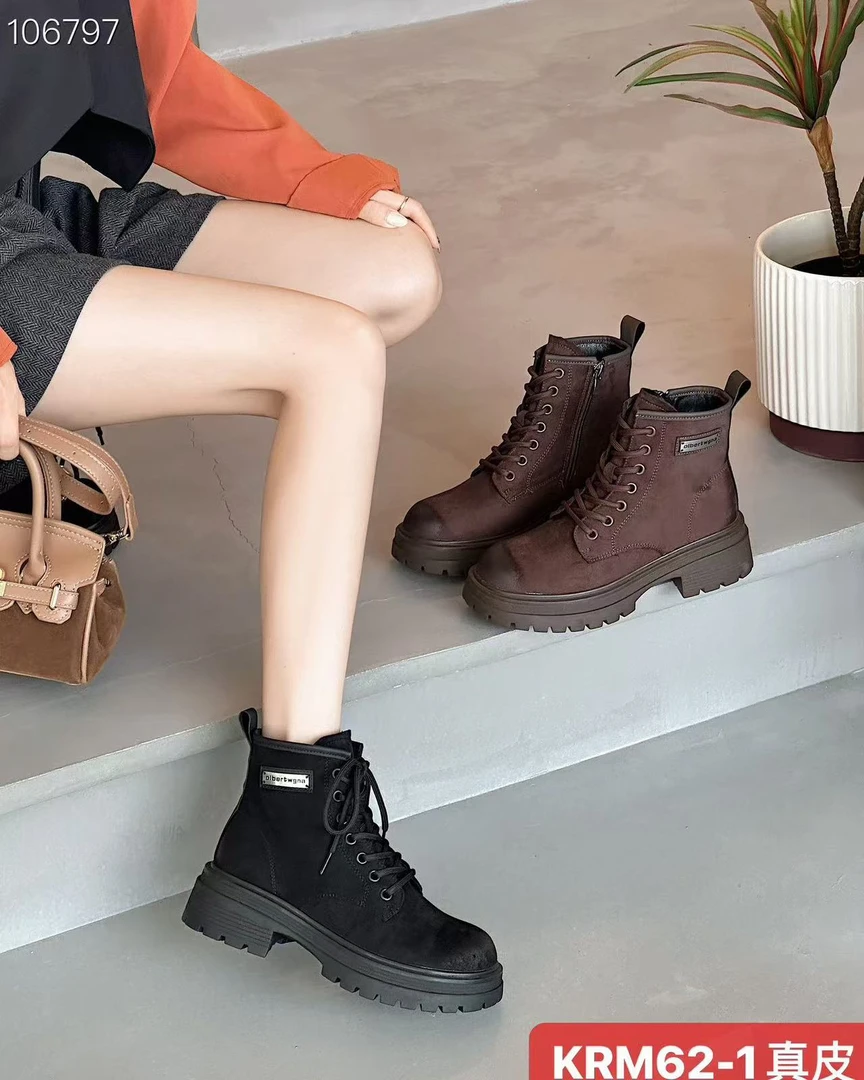 62-1厚底增高马丁靴女2024新款鞋子女爆款中筒靴子