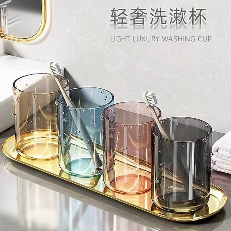 漱口杯刷牙圆润光滑刷牙杯成人家用情侣牙刷杯学生轻奢高档透明杯